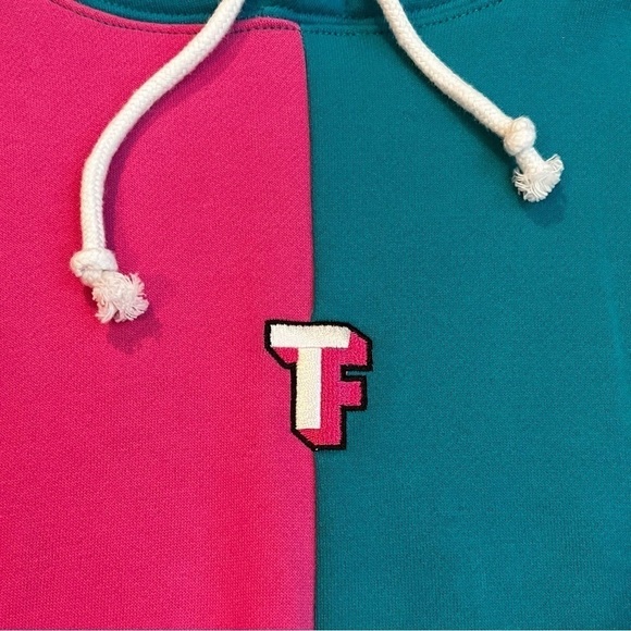 Teddy Fresh Hoodie Color Block Bubblegum Pink Blue Green Ltd Edition Retro MED - Picture 4 of 12